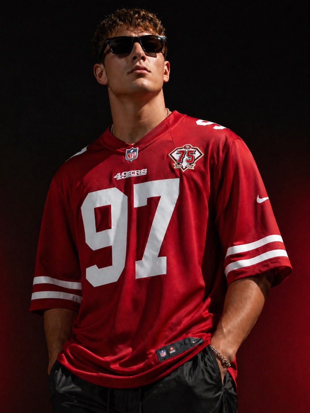 Nike Nick Bosa San Francisco 49ers 75th Anniversary Red Home Vapor Jersey XL